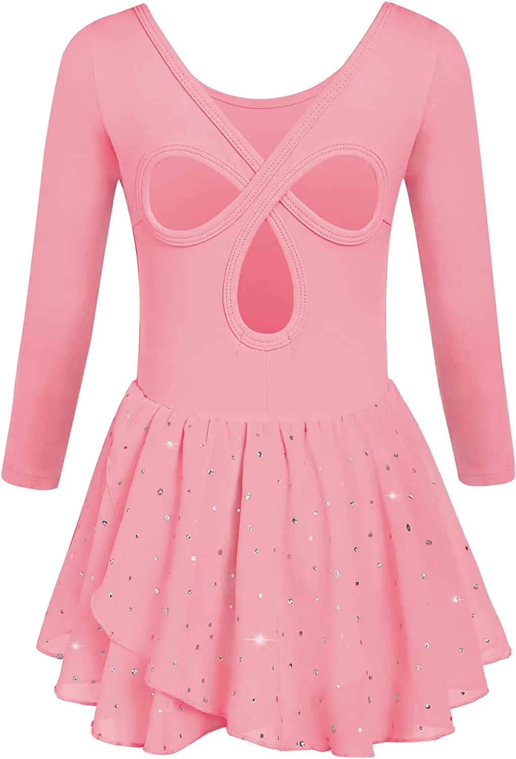 Arshiner Girls Long Sleeve Ballet Leotards Shiny Hollow Back Dance Dress