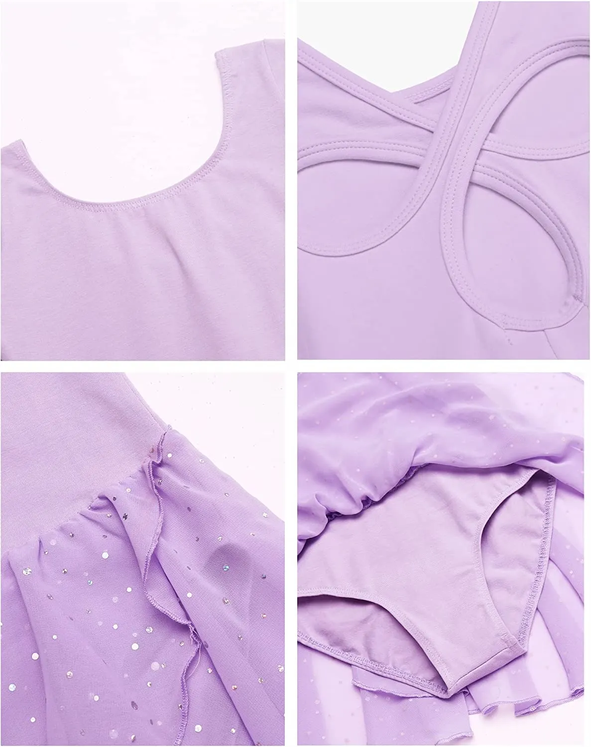 Arshiner Girls Long Sleeve Ballet Leotards Shiny Hollow Back Dance Dress