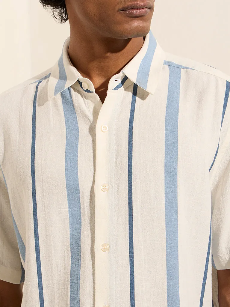 Ascot White Striped Relaxed-Fit Shirt