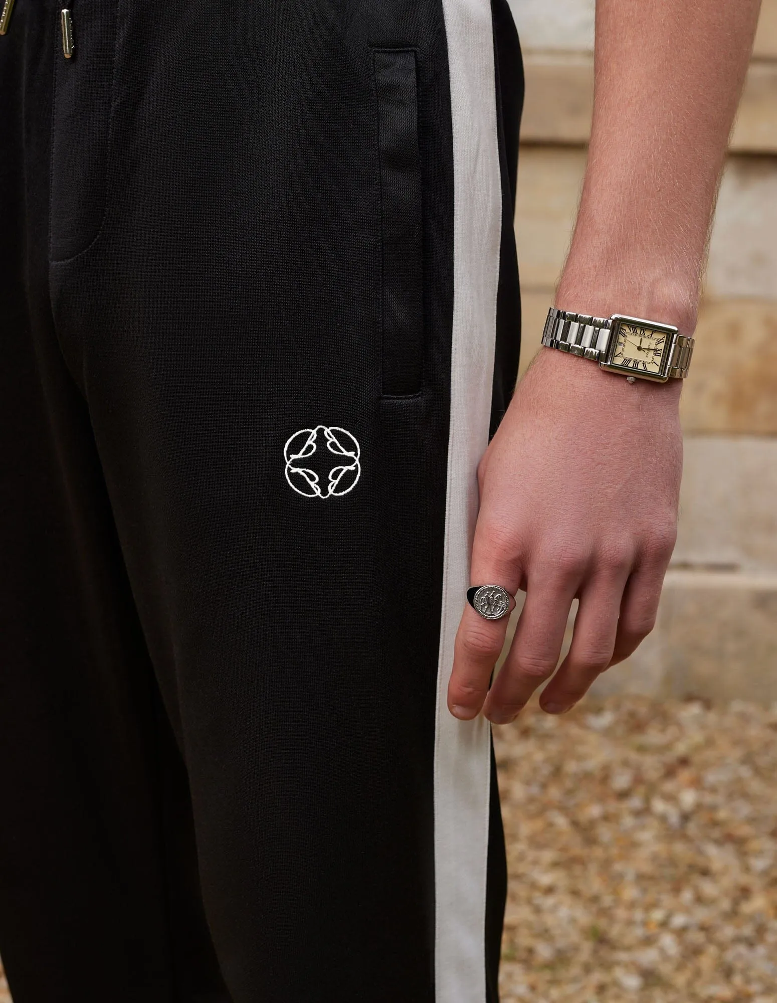 Black Contrast Stripe Track Pant