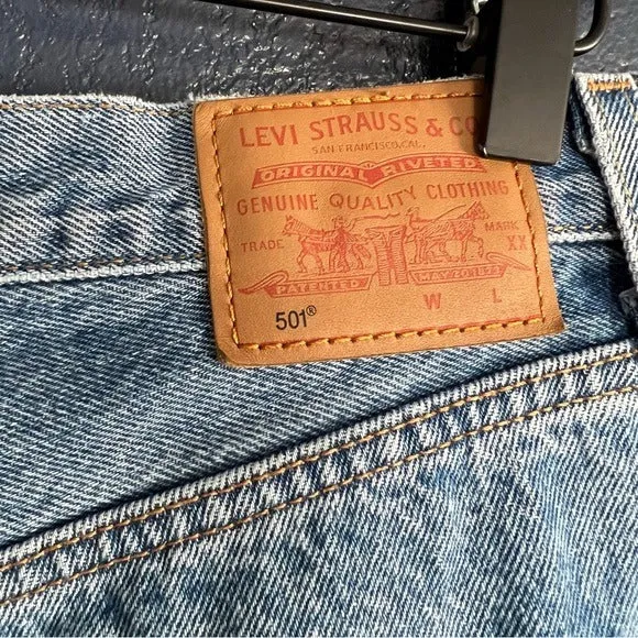 Levi’s 501 Mid Thigh Raw Hem Denim Shorts