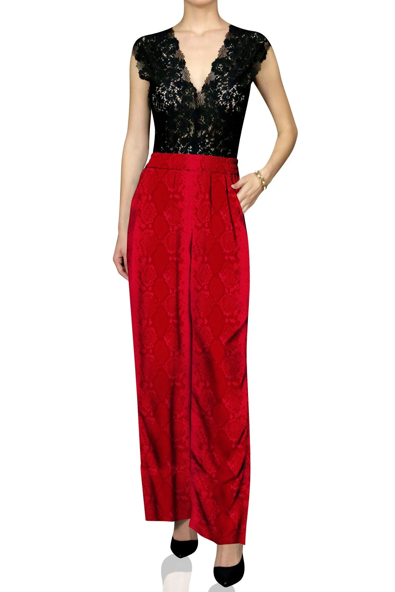 Made With Sustainable Silk Cupro  Wide Leg Pants