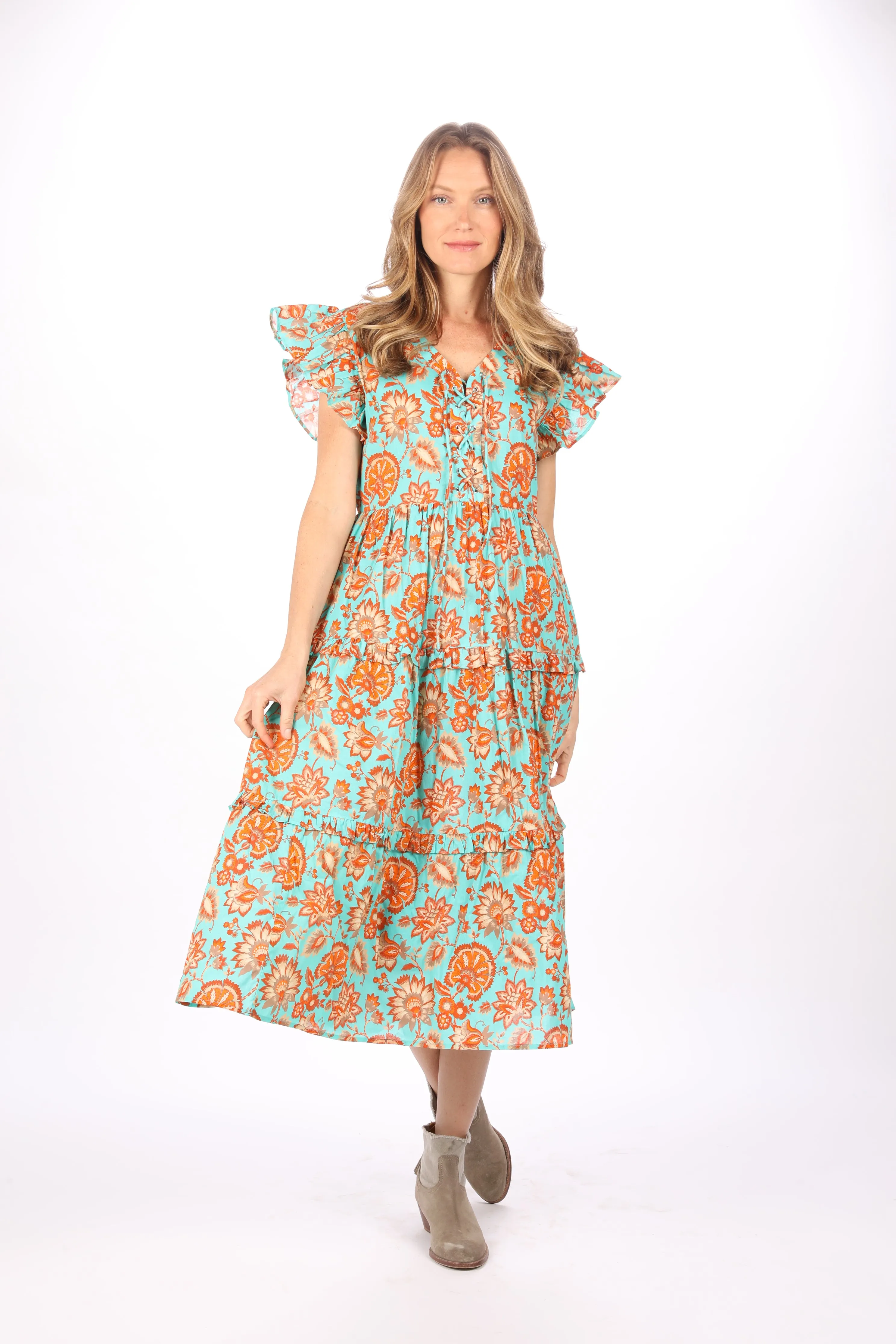 Olivia Dress. Pearl Aqua