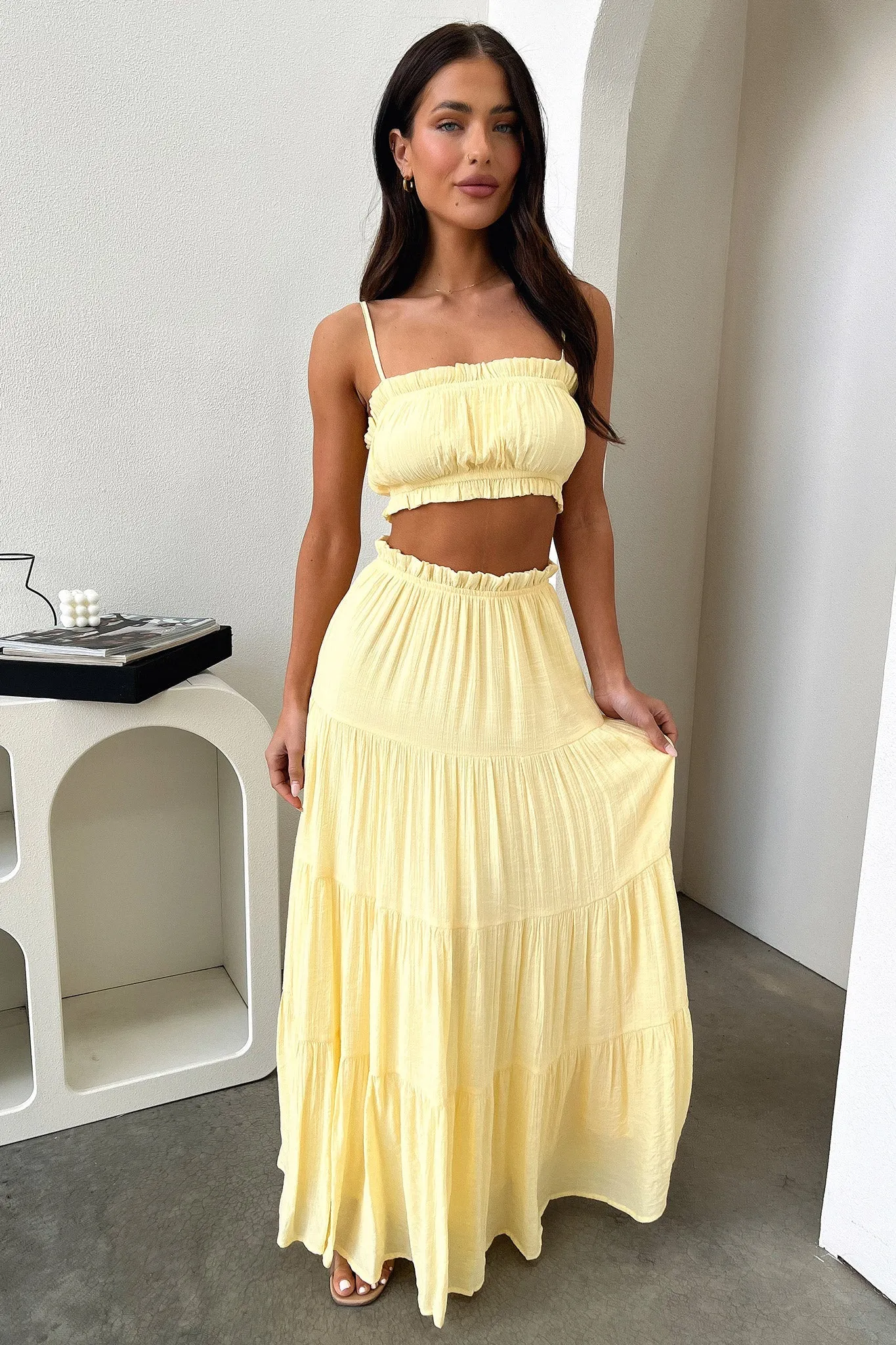 Selina Tiered Maxi Skirt - Yellow